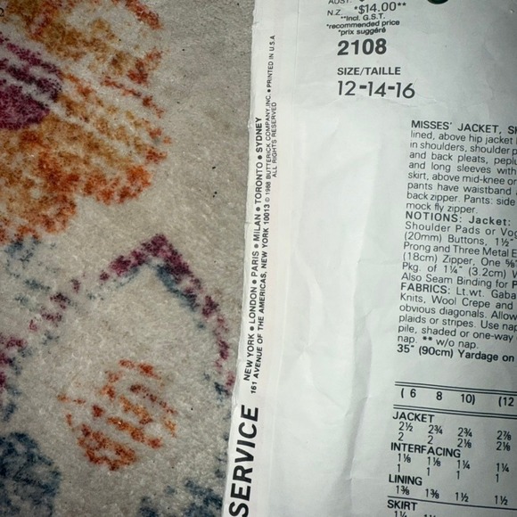 Set of 2 80s Vogue Christian Dior 2108 2448 Pattern Jacket Pants Skirt sz12-16 - Picture 5 of 8